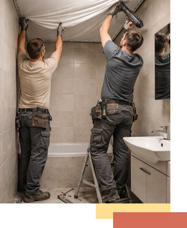 Монтаж натяжного потолка в ванной в Ртищево быстро и качественно