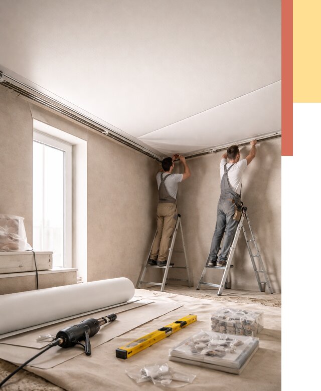 Монтаж натяжного потолка в спальне в Ртищево от 3882 руб. под ключ | ОТДЕЛОЧНИК-Ртщ