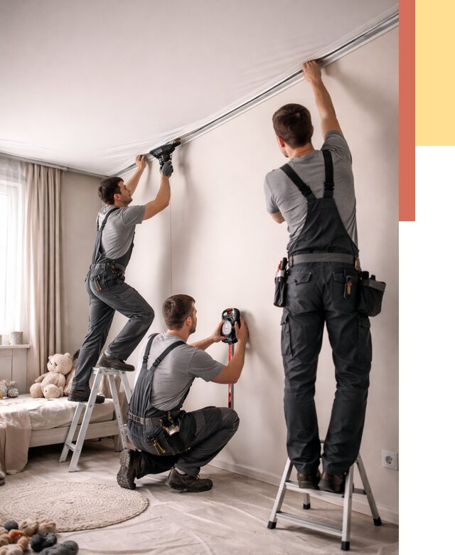 Монтаж натяжного потолка в детской в Ртищево от 3575 руб. — быстро и недорого | ОТДЕЛОЧНИК-Ртщ