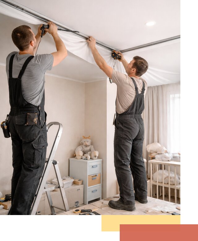 Монтаж натяжного потолка в детской комнате в Ртищево