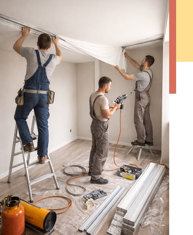 Монтаж натяжного потолка в студии в Ртищево от 5618 руб. — быстро и недорого | ОТДЕЛОЧНИК-Ртщ