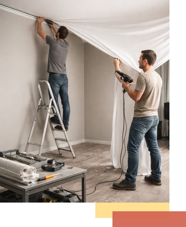 Монтаж натяжного потолка в студии в Ртищево