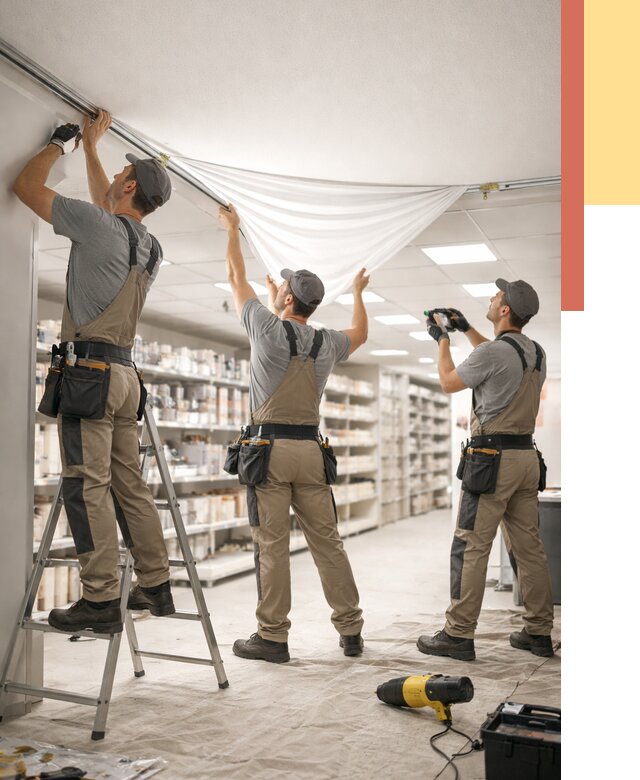 Монтаж натяжного потолка в магазине в Ртищево от 4597 руб. быстро и недорого | ОТДЕЛОЧНИК-Ртщ