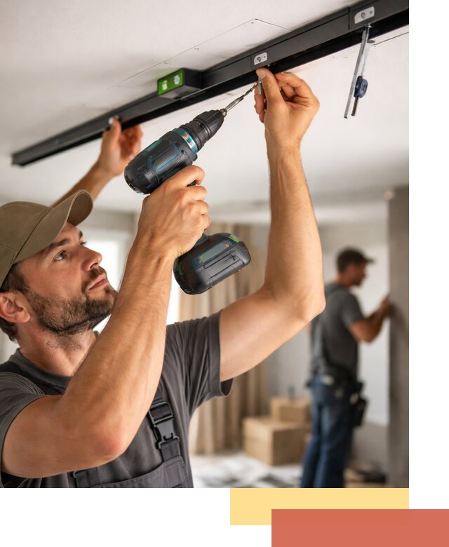 Установка трековых светильников в натяжной потолок в Ртищево