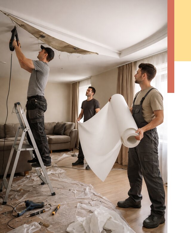 Замена полотна натяжного потолка в Ртищево от 9704 руб. быстро и недорого | ОТДЕЛОЧНИК-Ртщ