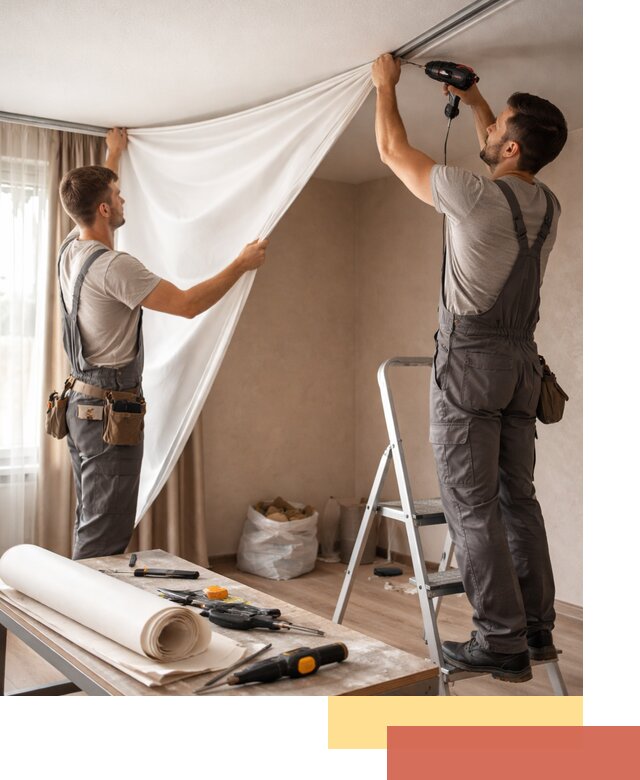 Замена полотна натяжного потолка в Ртищево быстро и качественно