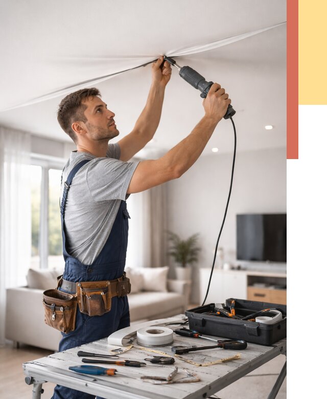 Ремонт натяжных потолков в Ртищево от 9704 руб. под ключ — ОТДЕЛОЧНИК-Ртщ