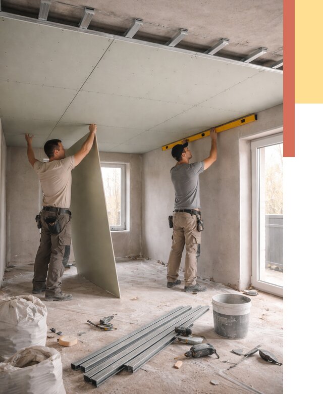 Одноуровневый потолок из гипсокартона в Ртищево от 766 руб. — монтаж под ключ | ОТДЕЛОЧНИК-Ртщ