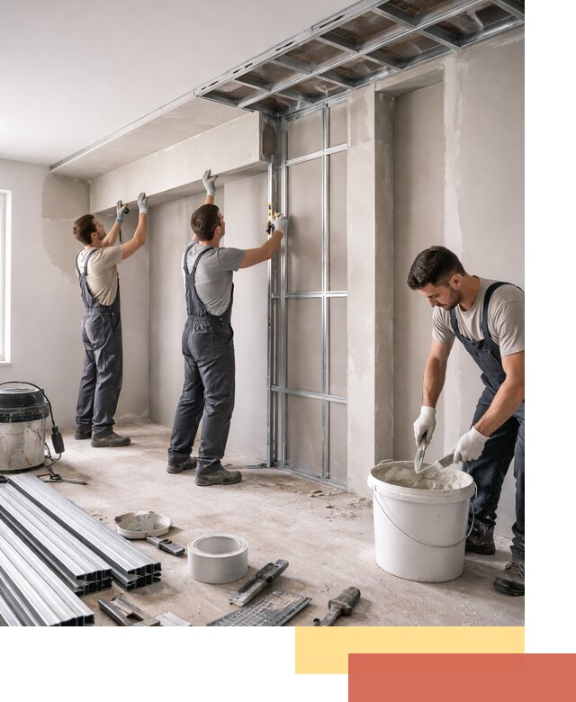 Монтаж потолка из гипсокартона с нишей в Ртищево