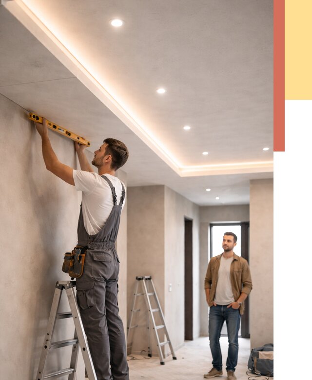 Потолок из гипсокартона с подсветкой в Ртищево от 766 руб./м2 под ключ | ОТДЕЛОЧНИК-Ртщ