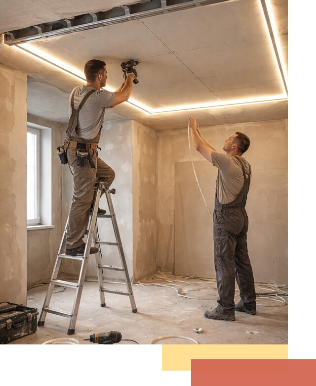 Потолок из гипсокартона с подсветкой в Ртищево