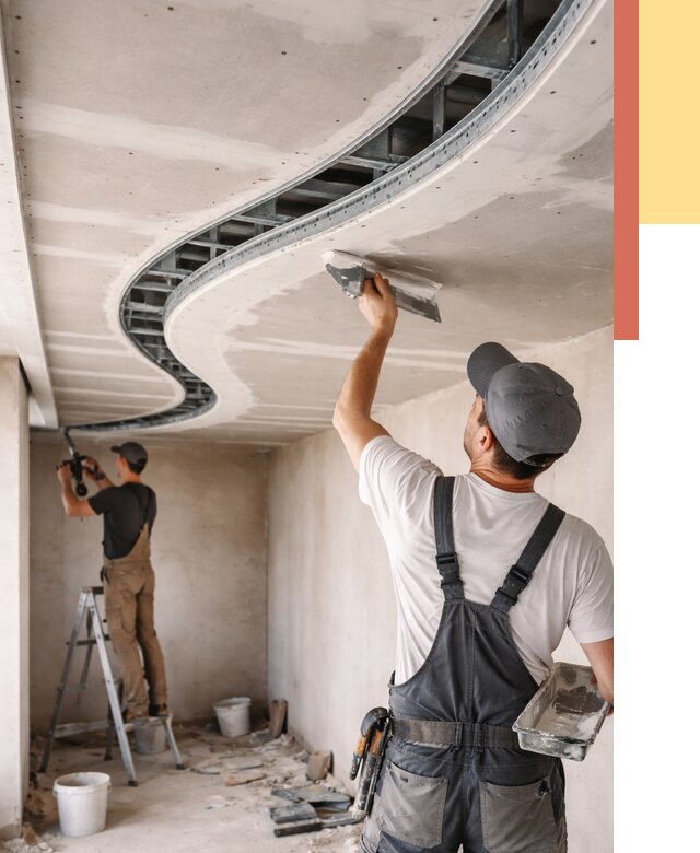 Криволинейный потолок из гипсокартона в Ртищево от 2145 руб./м2 | ОТДЕЛОЧНИК-Ртщ