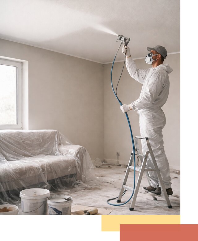 Покраска потолка краскопультом в Ртищево быстро и качественно